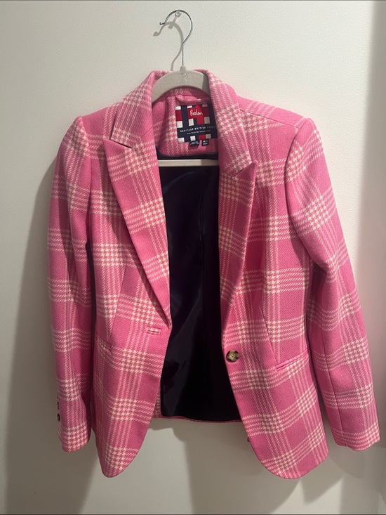 Boden Jackets & Blazers - Boden Atkinson Heritage British Tweed Pink Plaid Wool Blazer Jacket US 4 Preppy
